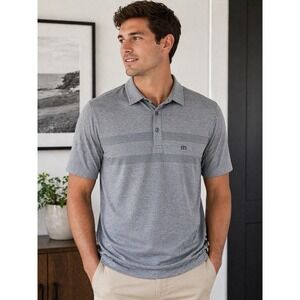 Travismathew Polo Shirt Men's Large Gray Performance Golf Stretch Casual
